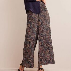 Boden Plisse Satin Wide Leg Trousers Size 16/18